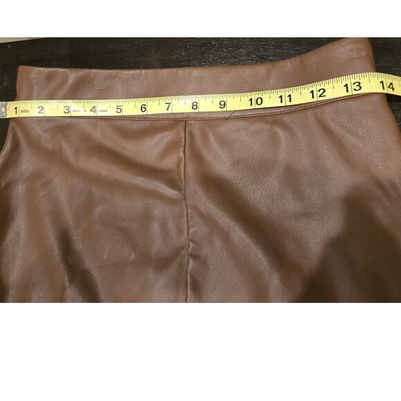 Meshki Faux Vegan Leather Brown Pants Pull-on Medium - Picture 8 of 9